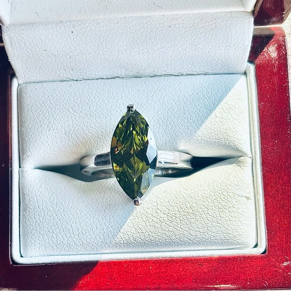 Lia Sophia Silver Green Marquise Ring